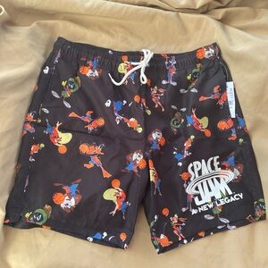 Space Jam Mens Bugs Bunny Taz Tweety Marvin Pacsun Swim Shorts Trunks: Size M